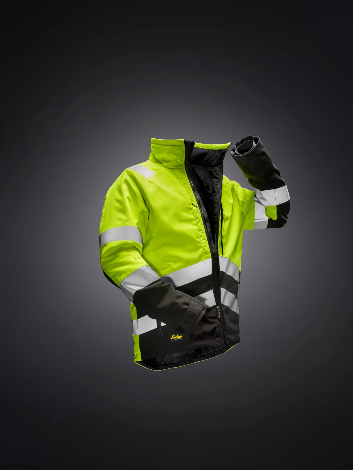 Gele Snickers Workwear-jas met reflecterende strepen