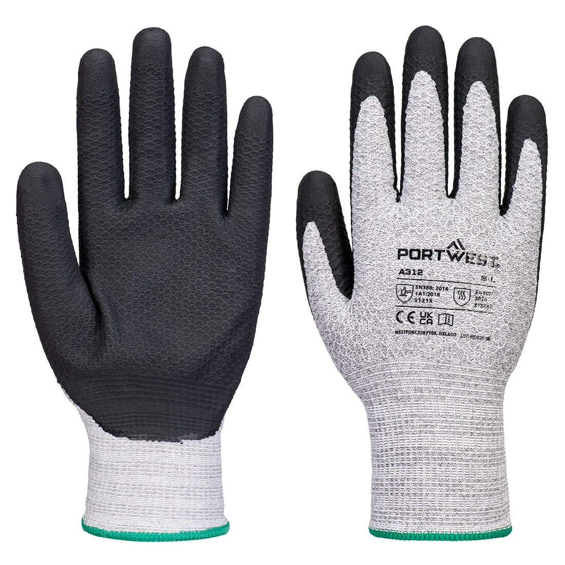PORTWEST A312 Grip 13 Nitril Diamond Gebreide Handschoen (afname per 12 paar) Grijs/zwart