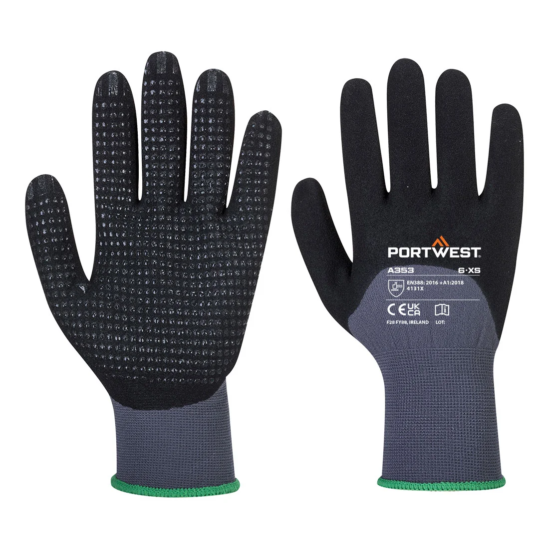 PORTWEST A353 DermiFlex Ultra Plus Handschoen Grijs/zwart