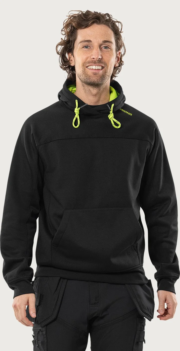 Fristads Hooded sweater 7551 GSM Zwart/geel