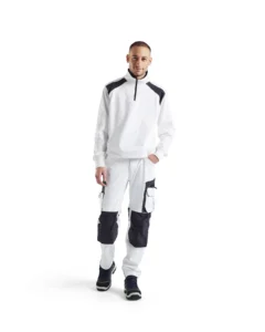 33531158 Sweatshirt bi-colour met halve rits katoen aanzicht 2
