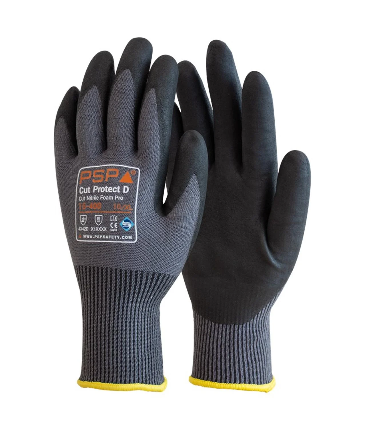 PSP 15-400 Cut Protect D Cut Nitrile Foam Pro Werkhandschoen Grijs/Zwart