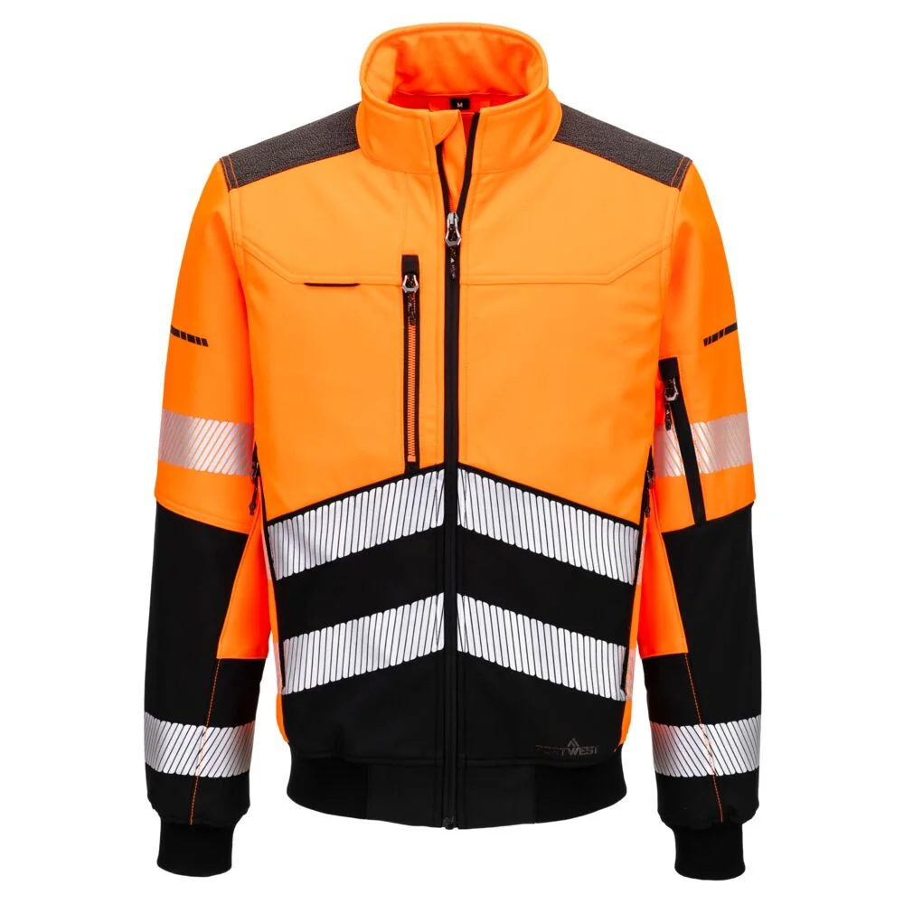 PORTWEST EV468 EV4 Hi-Vis Softshell bomberjack (3L) Oranje/zwart