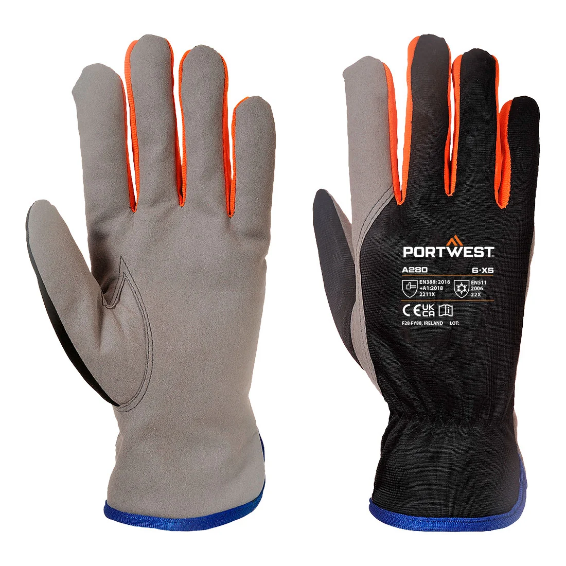 PORTWEST A280 Wintershield Handschoen Zwart/Oranje