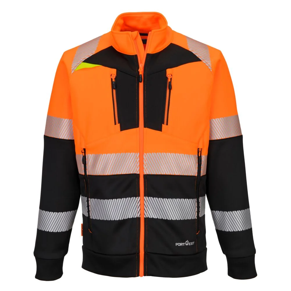 PORTWEST DX490 DX4 Hi-Vis klasse 1 Sweatshirt met rits Oranje/zwart