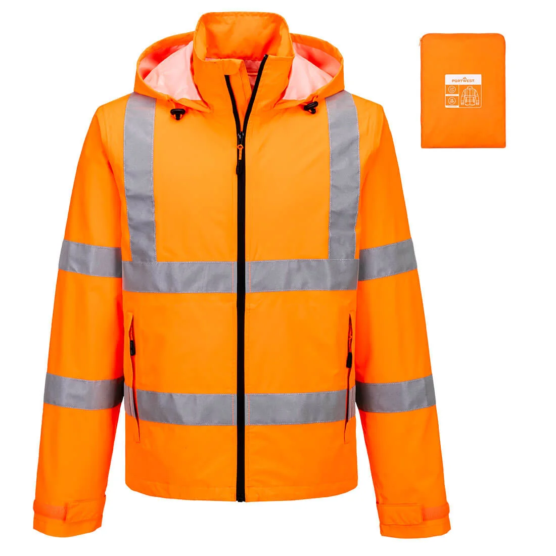 PORTWEST S164 Hi-Vis Lichtgewicht Opvouwbaar Jack Oranje