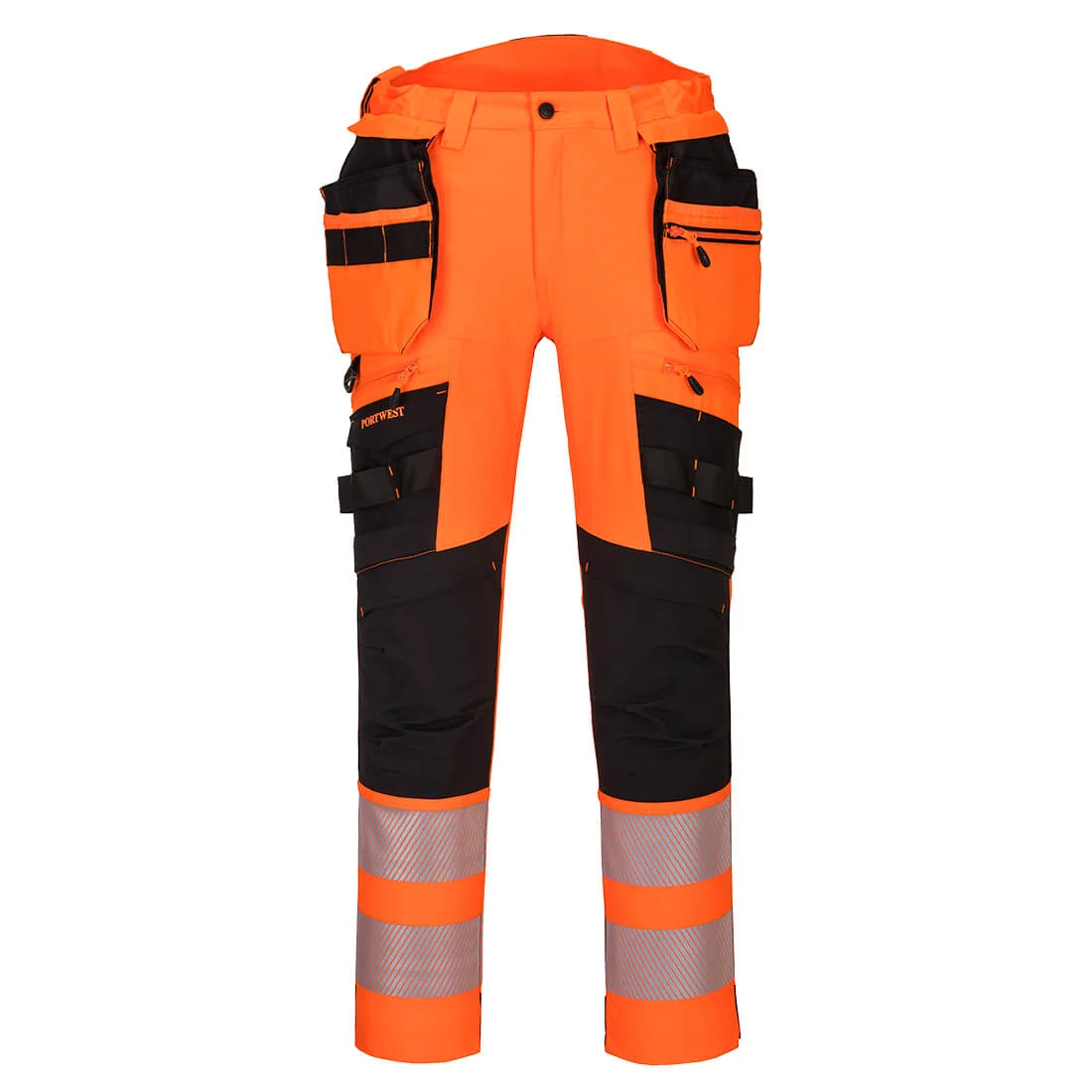 PORTWEST DX442 DX4-Hi-Vis broek met afneembare holsterzakken Oranje/zwart