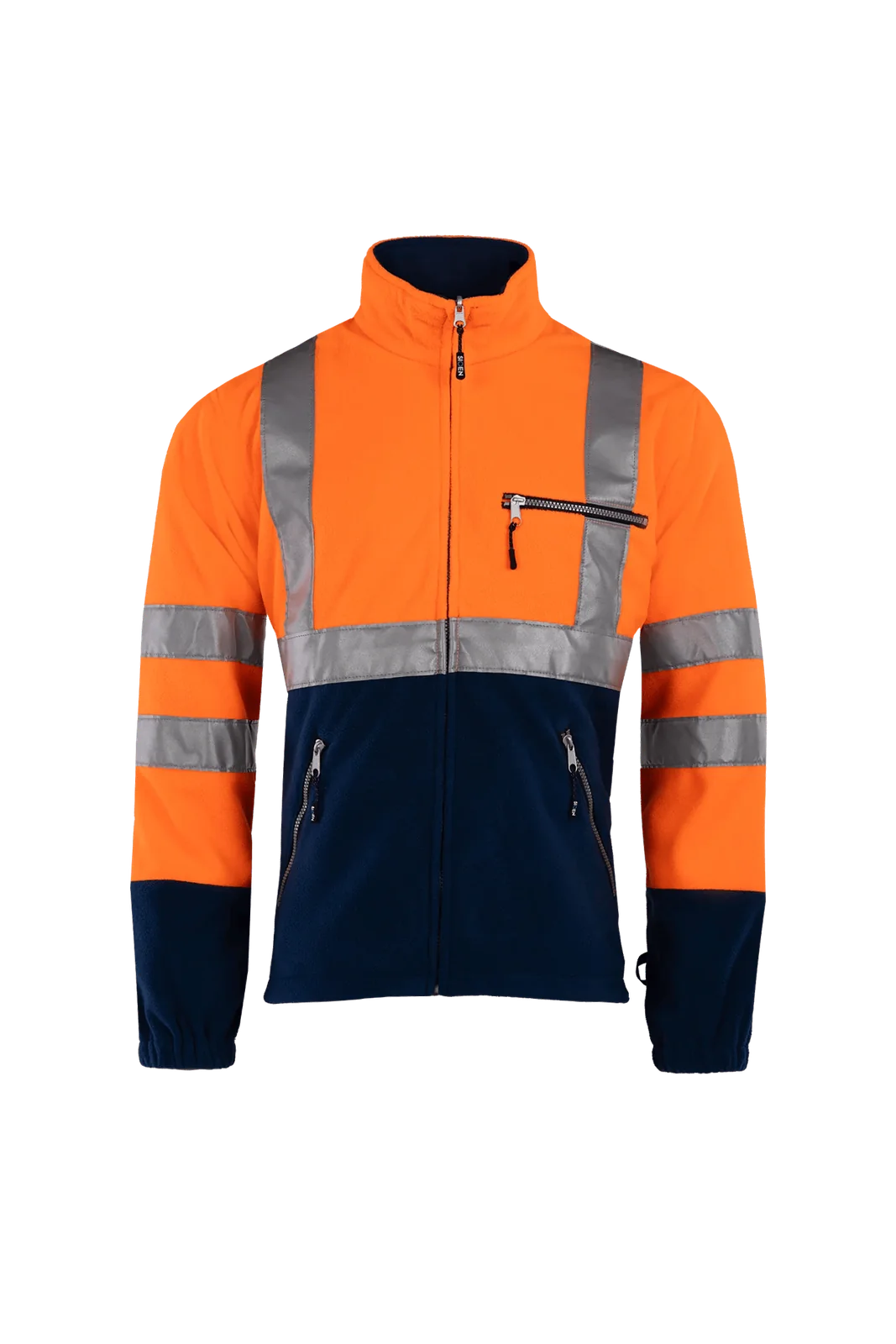 Sioen Kingley Signalisatie fleece jas Fluo-oranje/Marineblauw