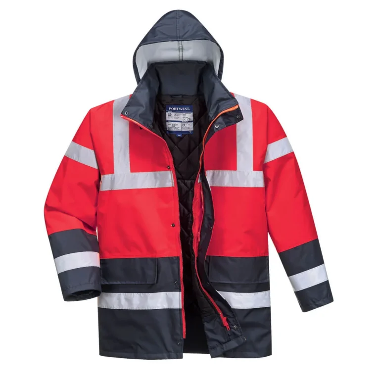 PORTWEST S466 Hi-Vis Tweekleuren Parka Rood/marine