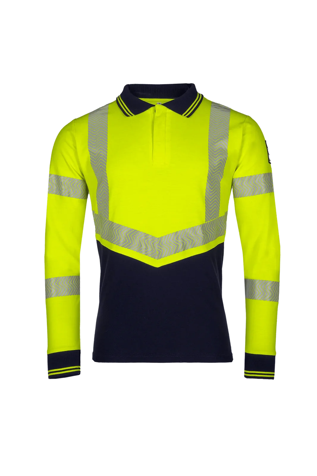 Sioen Ardva High-vis poloshirt, lange mouwen, ARC bescherming Fluogeel/Marineblauw