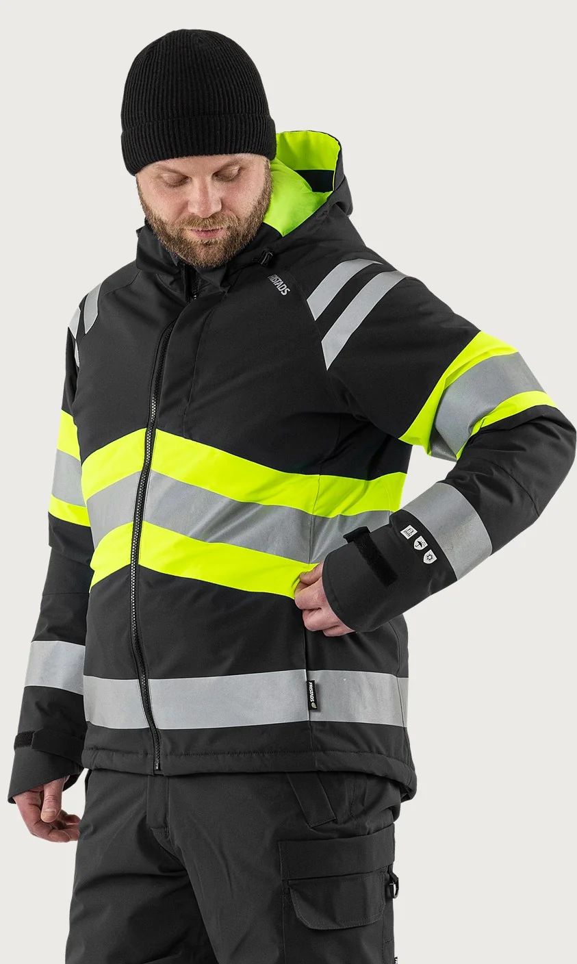 Fristads High vis Green stretch winterjack klasse 1 4685 GLPS Hi-Vis geel/zwart