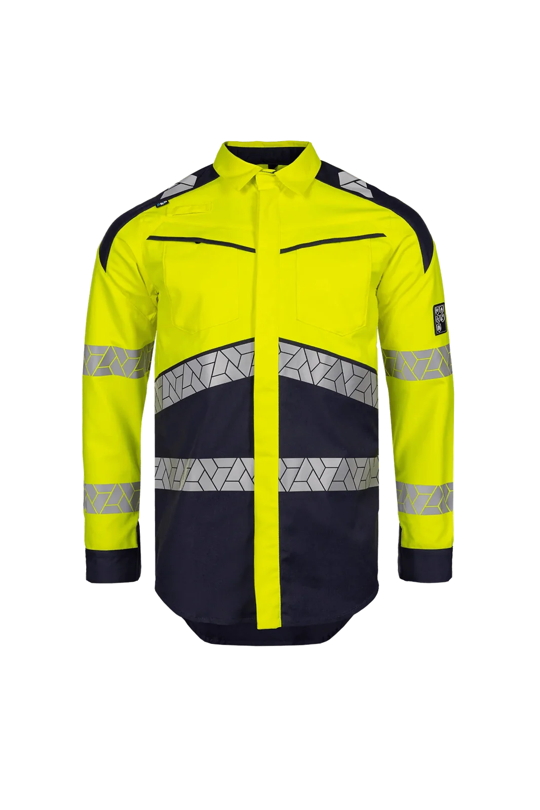 Sioen Rayane High-vis hemd, lange mouwen, ARC bescherming Fluogeel/Marineblauw