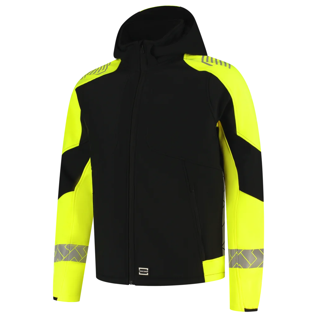 Tricorp 406111 Softshell Capuchon Reflective Redefined Zwart / Fluor Yellow