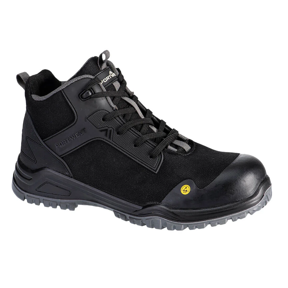 PORTWEST FE01 Bevel composiet halfhoge schoen S3S ESD SR FO Zwart/grijs