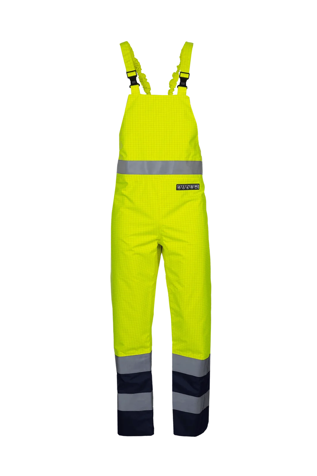 Sioen Brisbane Vlamvertragende, antistatische regen bavet broek, high-vis Fluogeel/Marineblauw