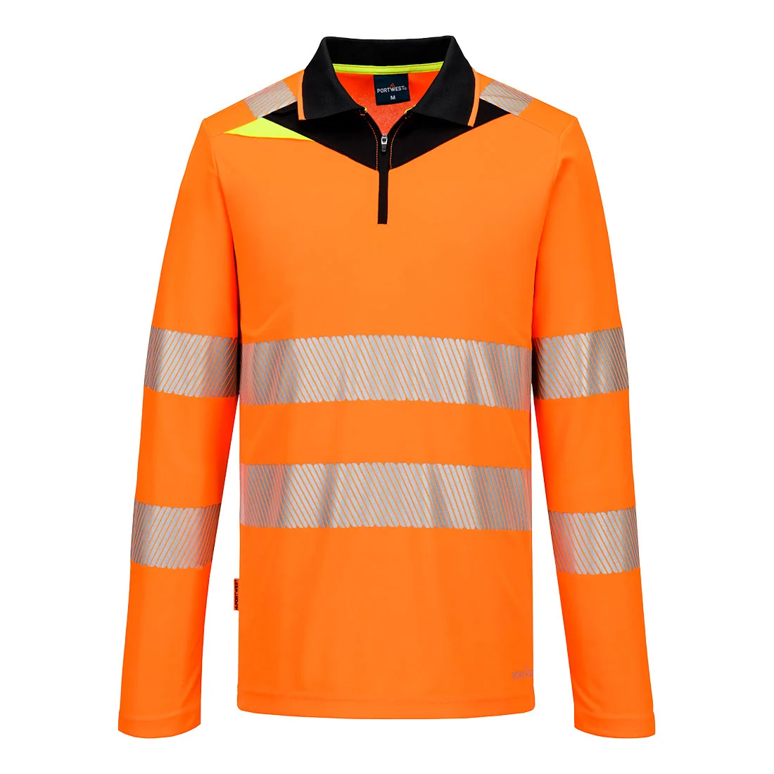 DX419 DX4 Hi-Vis polo lange mouw met rits Oranje/zwart