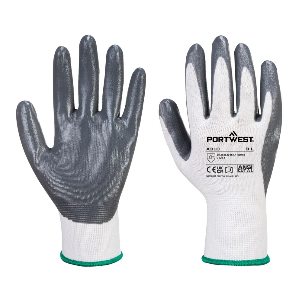 PORTWEST VB310 Verkoopautomaten Flexo Grip Handschoen (afname per 288 paar) Wit/grijs