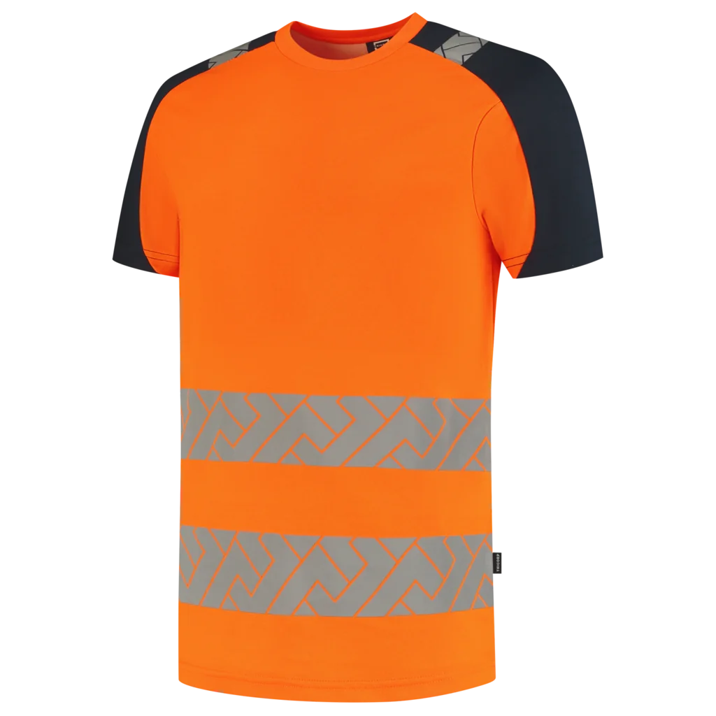 Tricorp 106110 T-shirt Visibility Redefined Industrieel Wasbaar Fluor Orange / Inktblauw