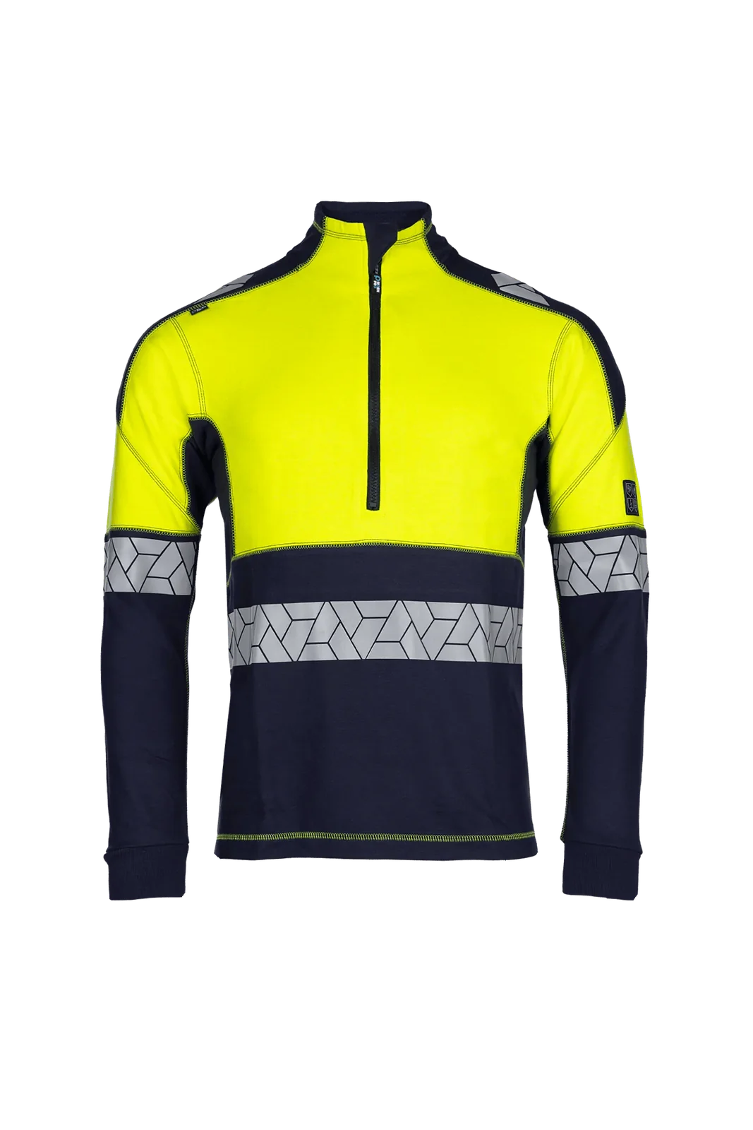 Sioen Neko ECO sweatshirt, halve rits, ARC bescherming Marineblauw/Fluogeel