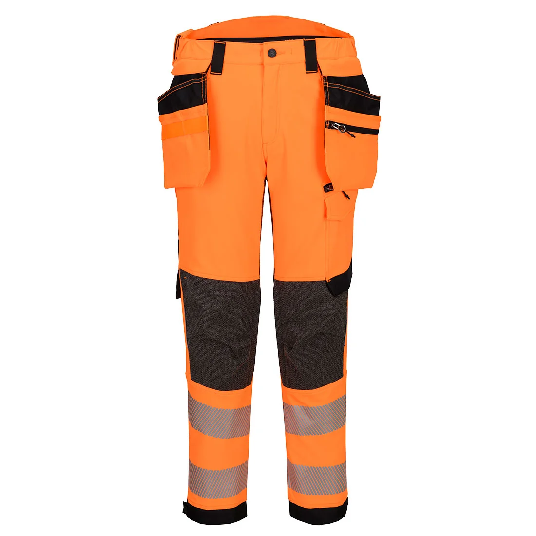 PORTWEST EV448 EV4 Hi-Vis stretch broek met afneembare holsterzak klasse 2 Oranje/zwart