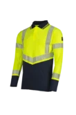 Arran ECO vlamvertragend, antistatisch high-vis poloshirt, lange mouwen aanzicht 2