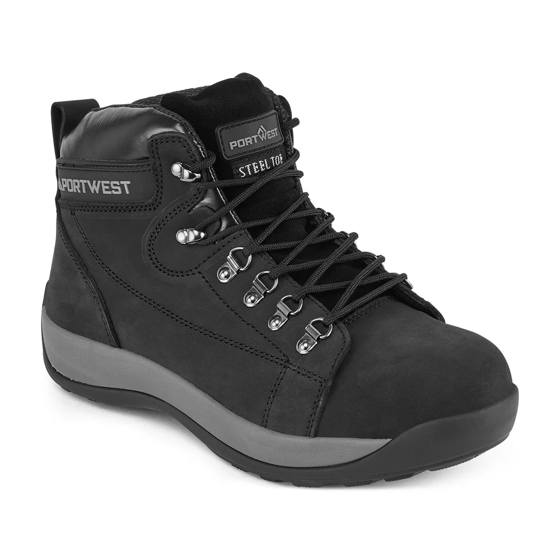 PORTWEST FW31 Steelite Half Hoge Nubuck Schoen SB HRO Zwart