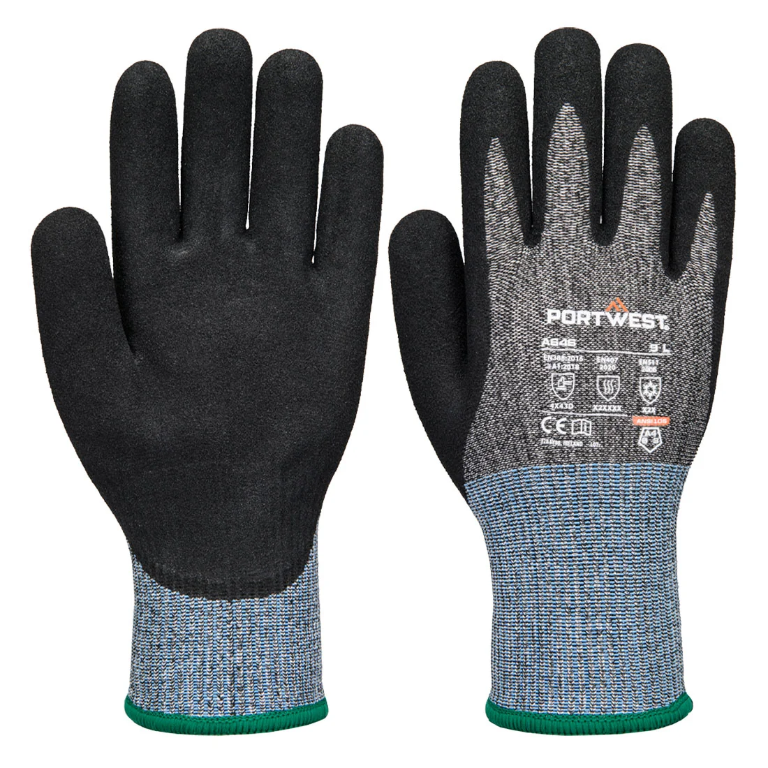 PORTWEST A646 Vis-Tex Snijbestendige D13 Nitril Handschoen Zwart