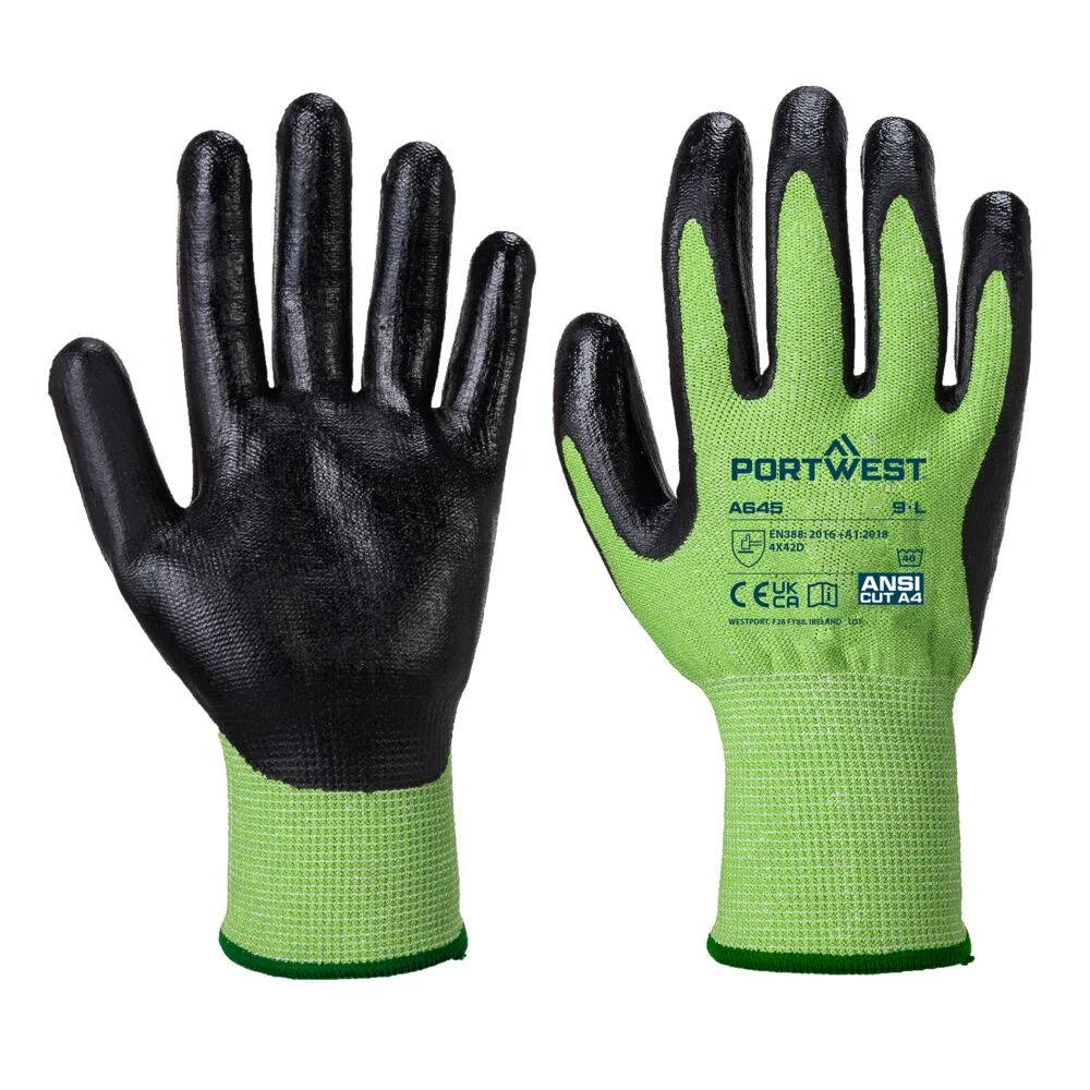PORTWEST A645 GROEN Snijbestendig, Nitril coating Groen/zwart