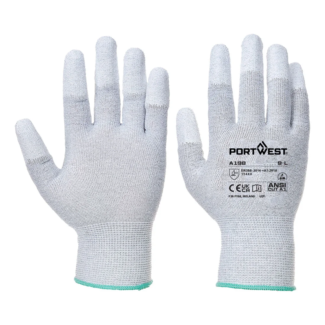 PORTWEST A198 Antistatische PU Vingertop-Handschoen Grijs