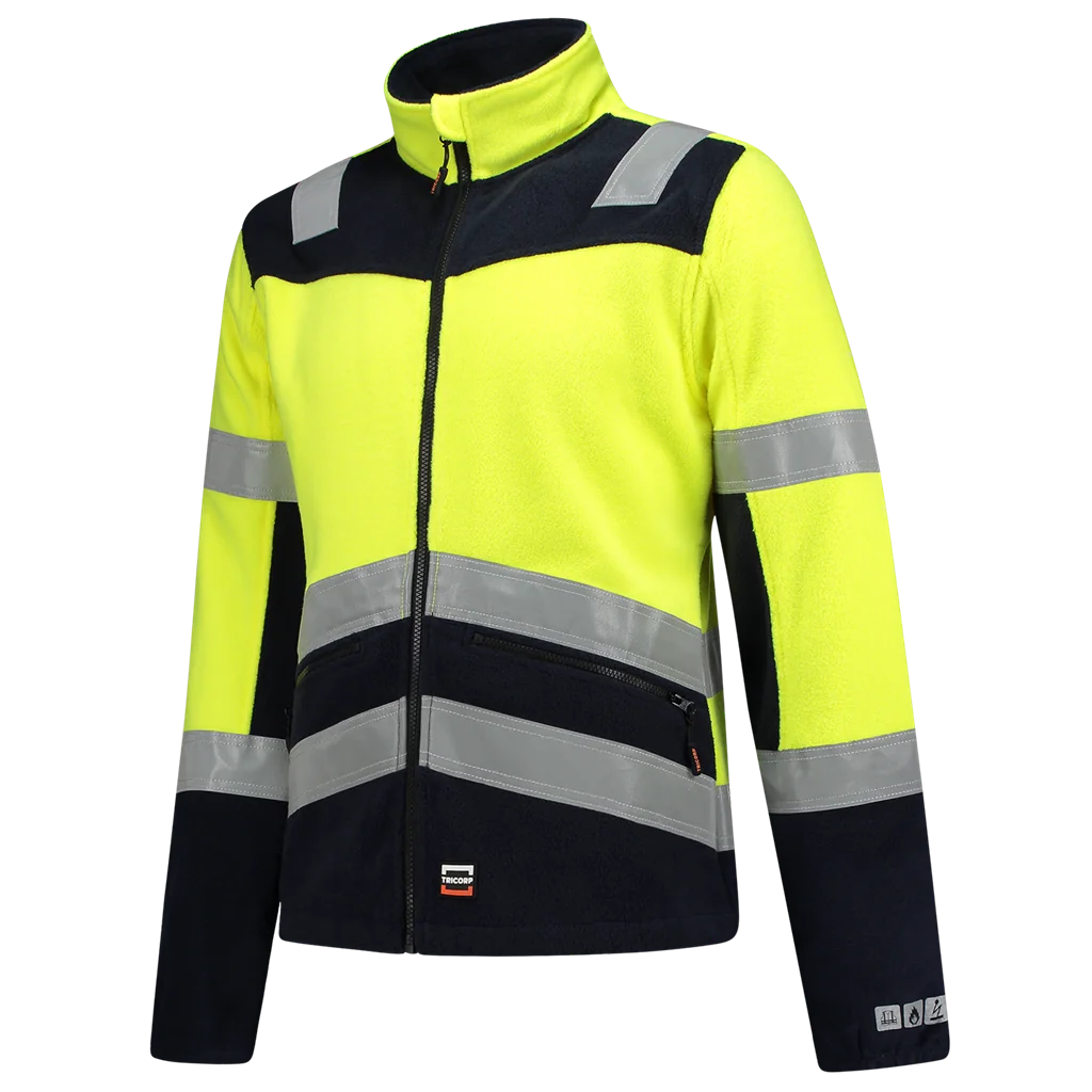Tricorp 403013 Fleecejack Multinorm Bicolor Fluor Yellow / Inktblauw