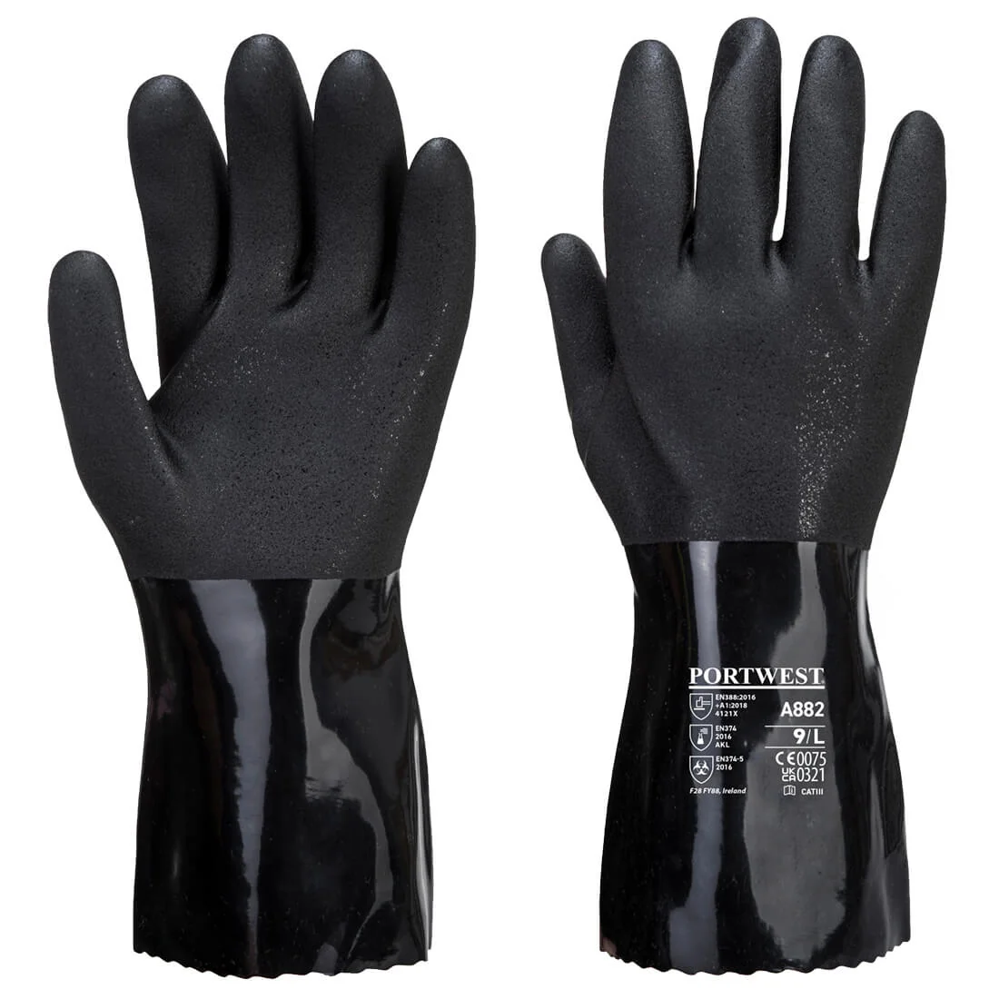 PORTWEST A882 Chemiebestendige en ESD veilige PVC handschoen Zwart