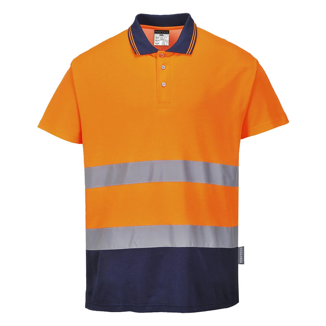 PORTWEST S174 Tweekleuren Katoenen Comfort Polo Oranje/marine
