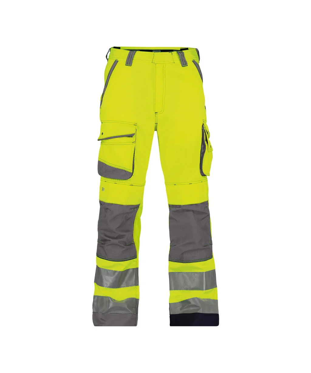 Chicago Hogezichtbaarheidsbroek met kniezakken Fluogeel/Cementgrijs