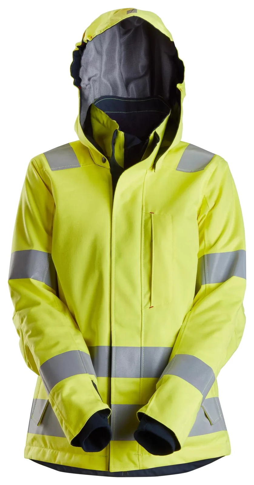 1167 High-Vis Klasse 3, Waterdichte Isolerende Dameswerkjas met Capuchon Geel/Marineblauw