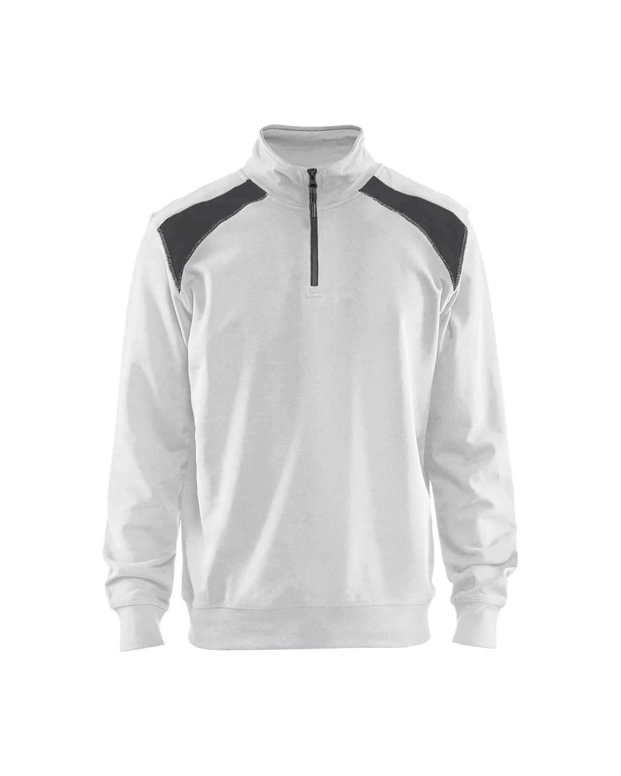 Blåkläder 33531158 Sweatshirt bi-colour met halve rits katoen Wit / Donkergrijs