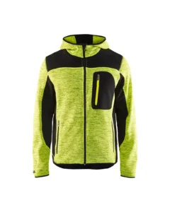 49302117 Gebreid vest met softshell en capuchon aanzicht 1