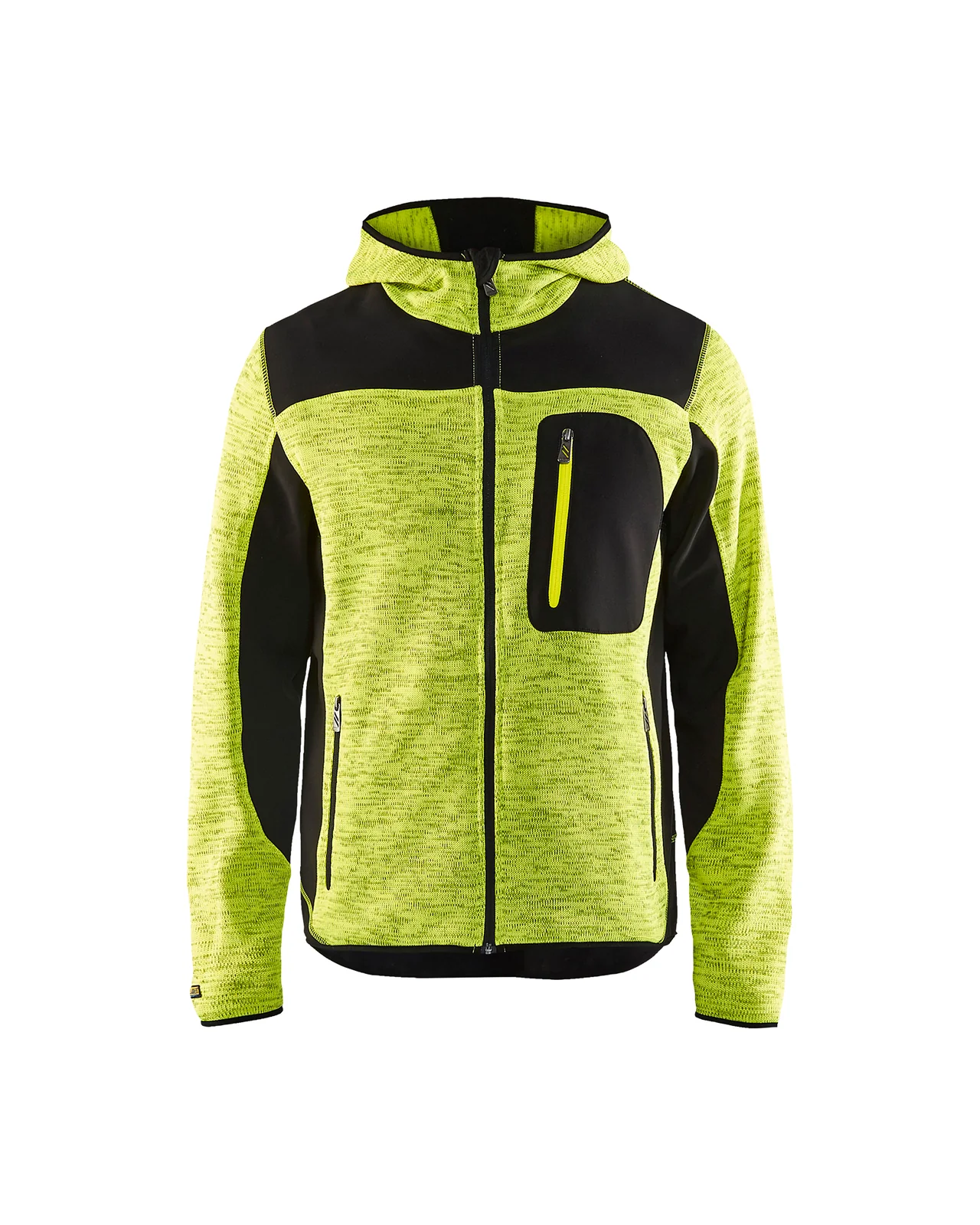 BLAKLADER 49302117 Gebreid vest met softshell en capuchon High Vis Geel / Zwart