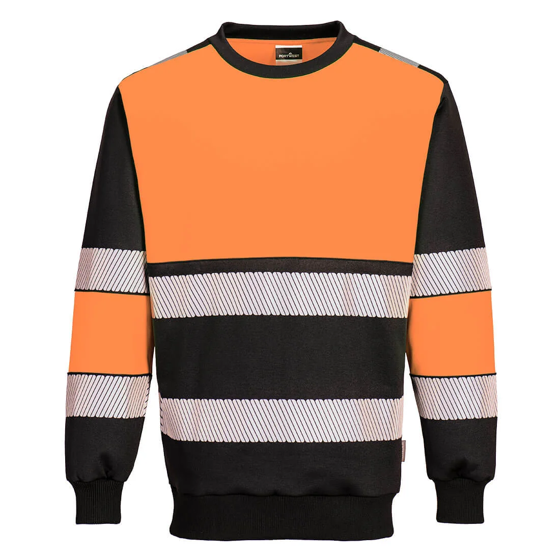 PORTWEST PW376 PW3 Hi-Vis klasse 1 Sweatshirt Oranje/zwart