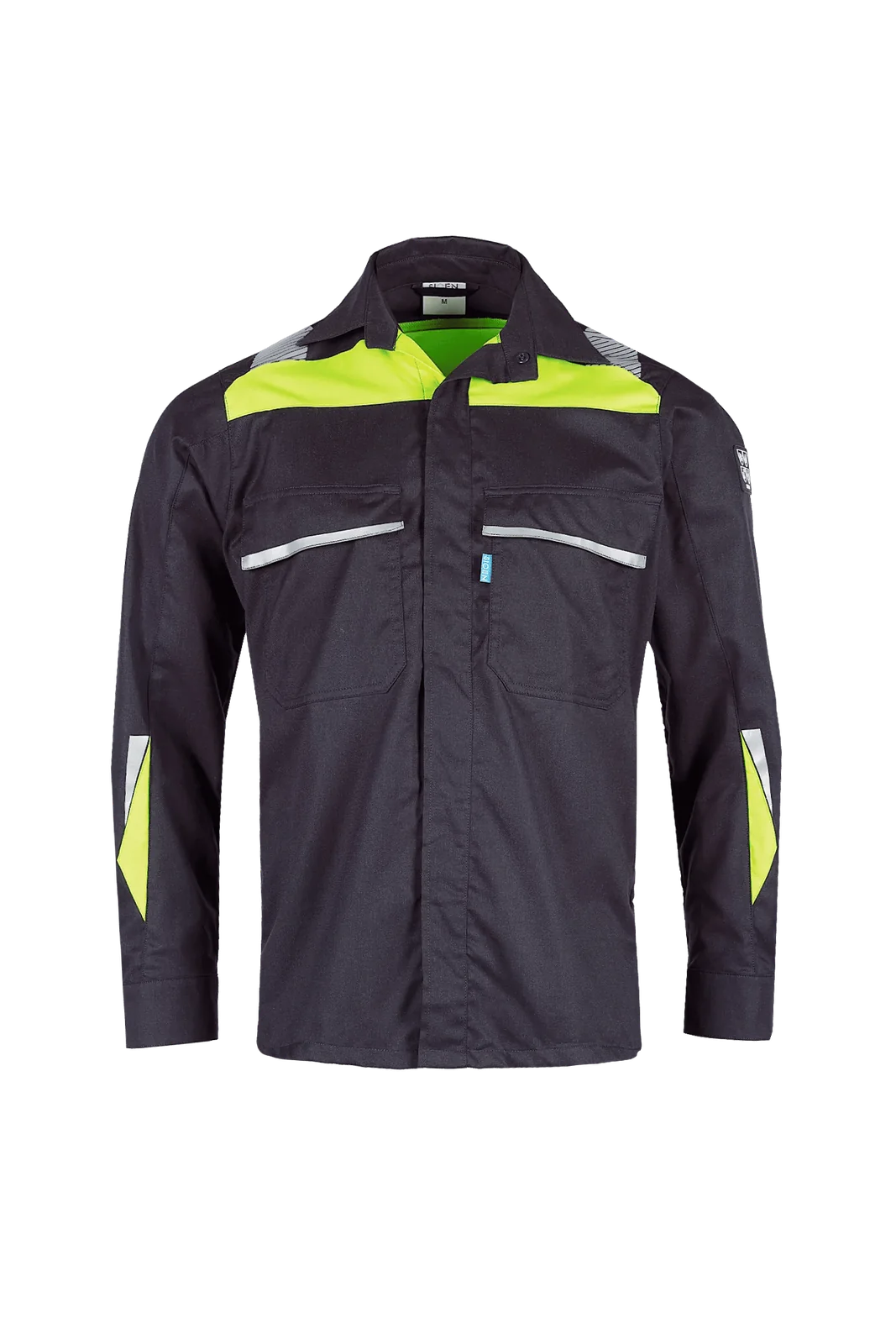 Sioen Rufford Hemd, lange mouwen, ARC bescherming Marineblauw/Fluogeel