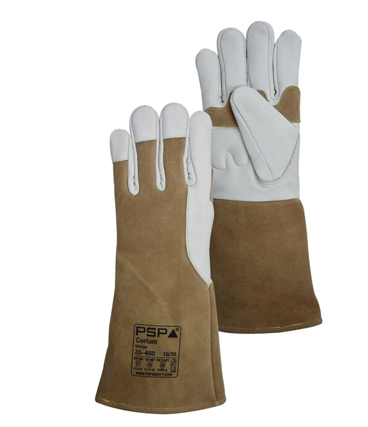 PSP 35-450 Leren Lashandschoen Grijs/Bruin