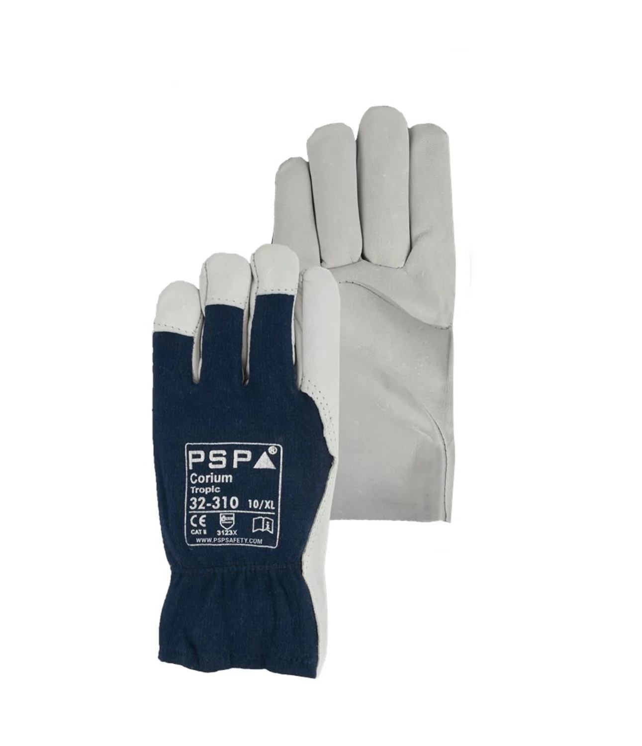 PSP 32-310 Leren Tropic Werkhandschoen Wit/Blauw
