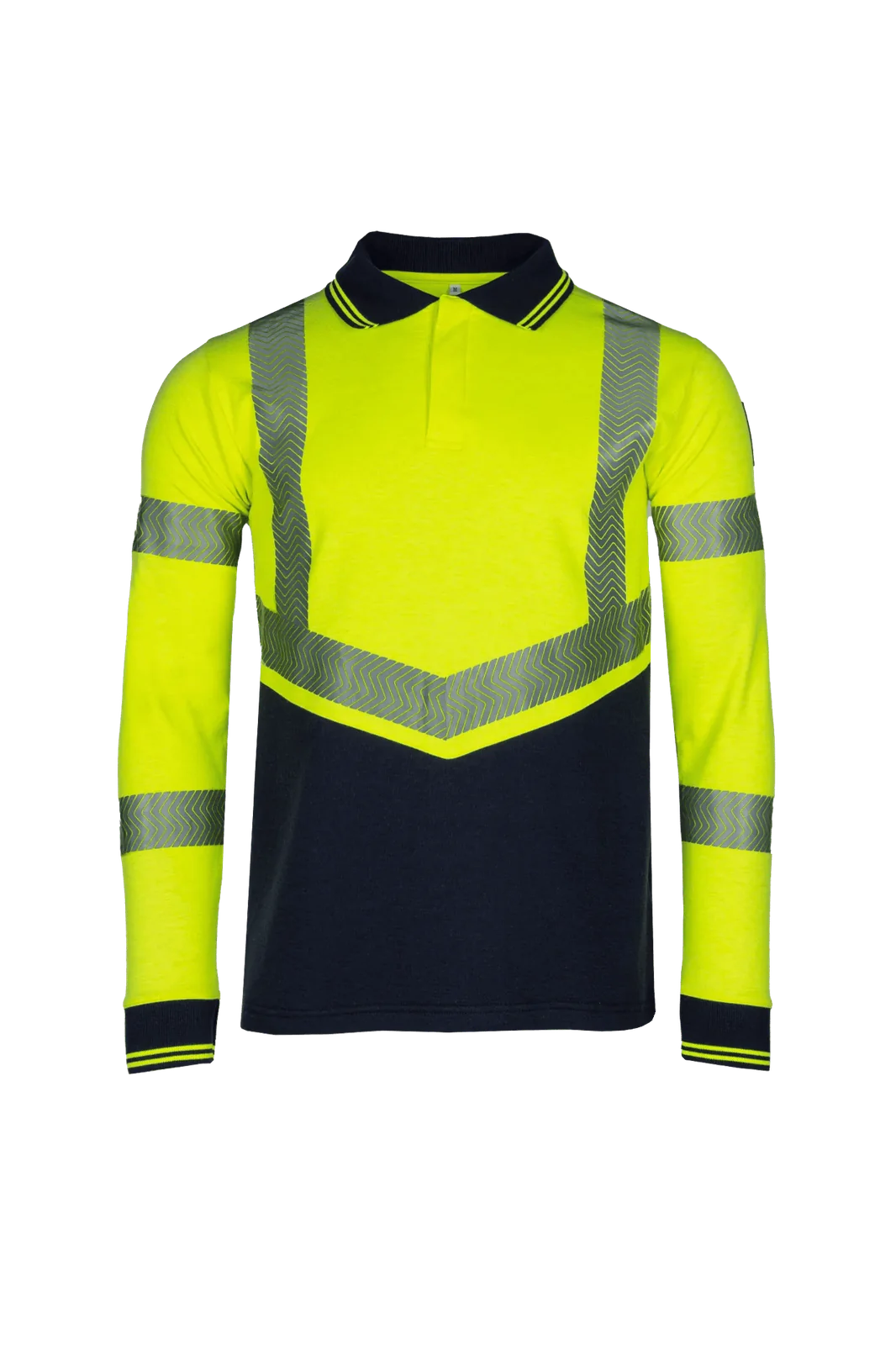 Sioen Epsom High-vis poloshirt, lange mouwen, ARC bescherming Fluogeel/Marineblauw