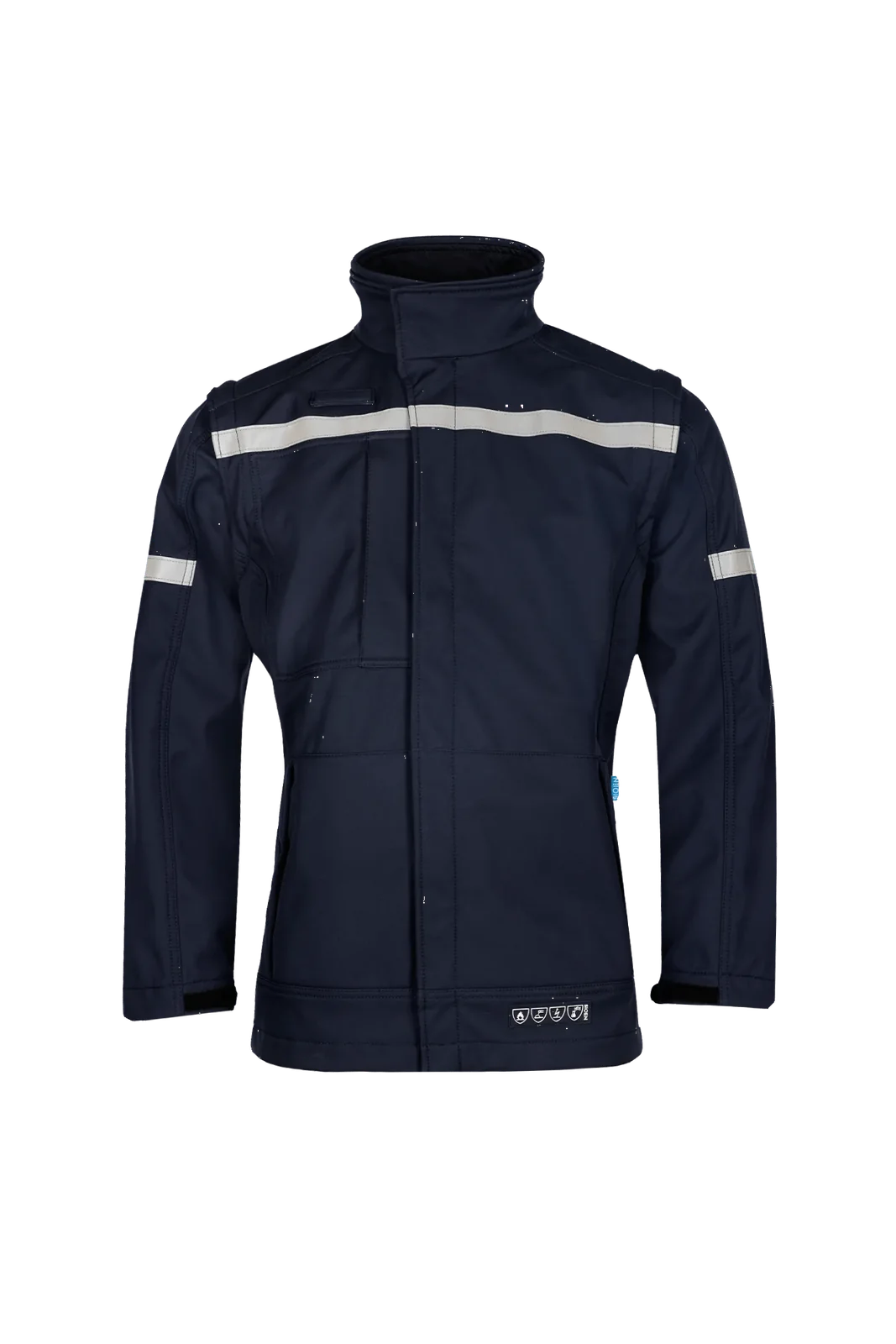 Sioen Belarto Vlamvertragende, antistatische softshell jas, afritsbare mouwen Marineblauw