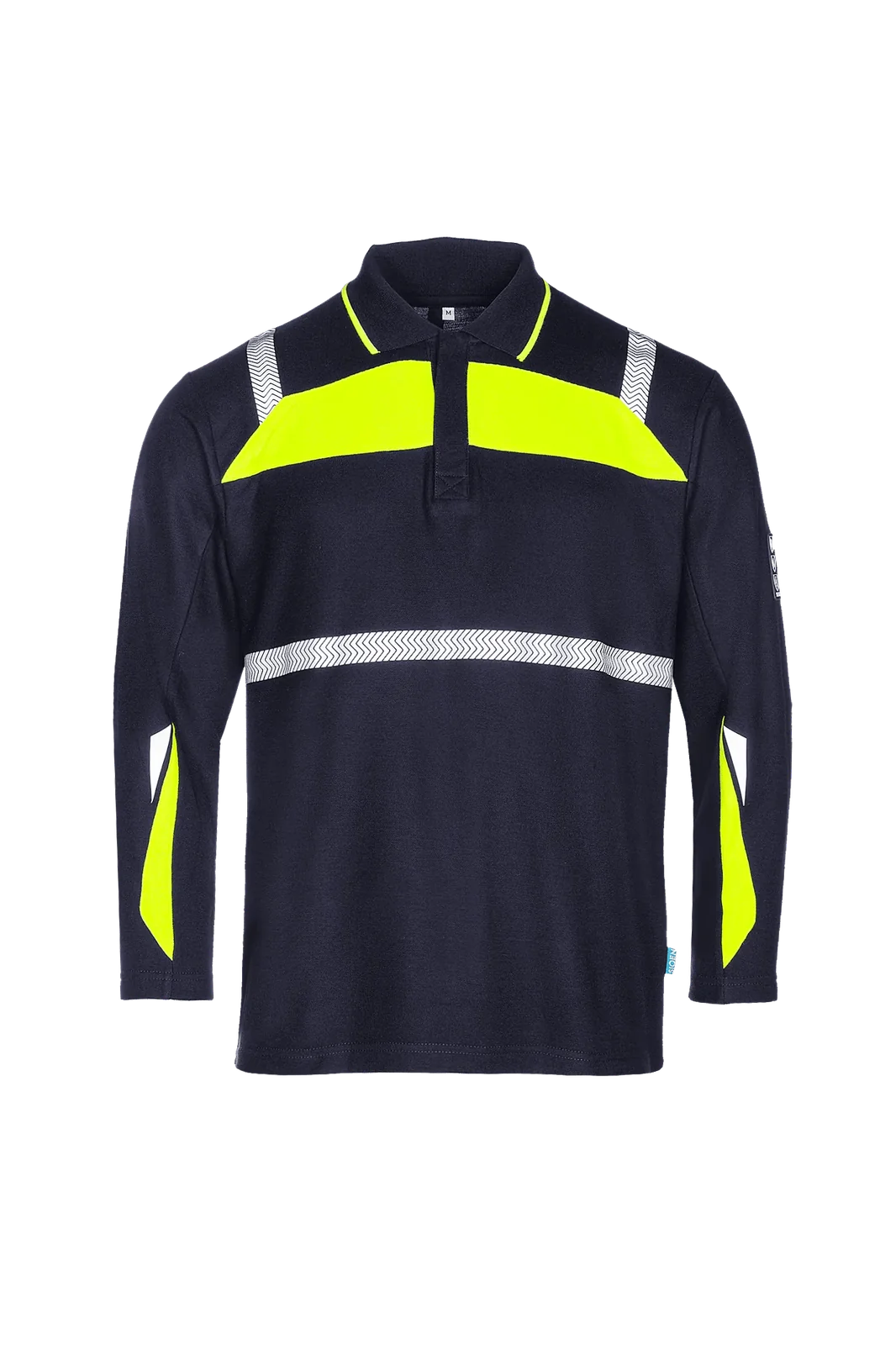 Sioen Telfs Poloshirt, lange mouwen, ARC bescherming Marineblauw/Fluogeel