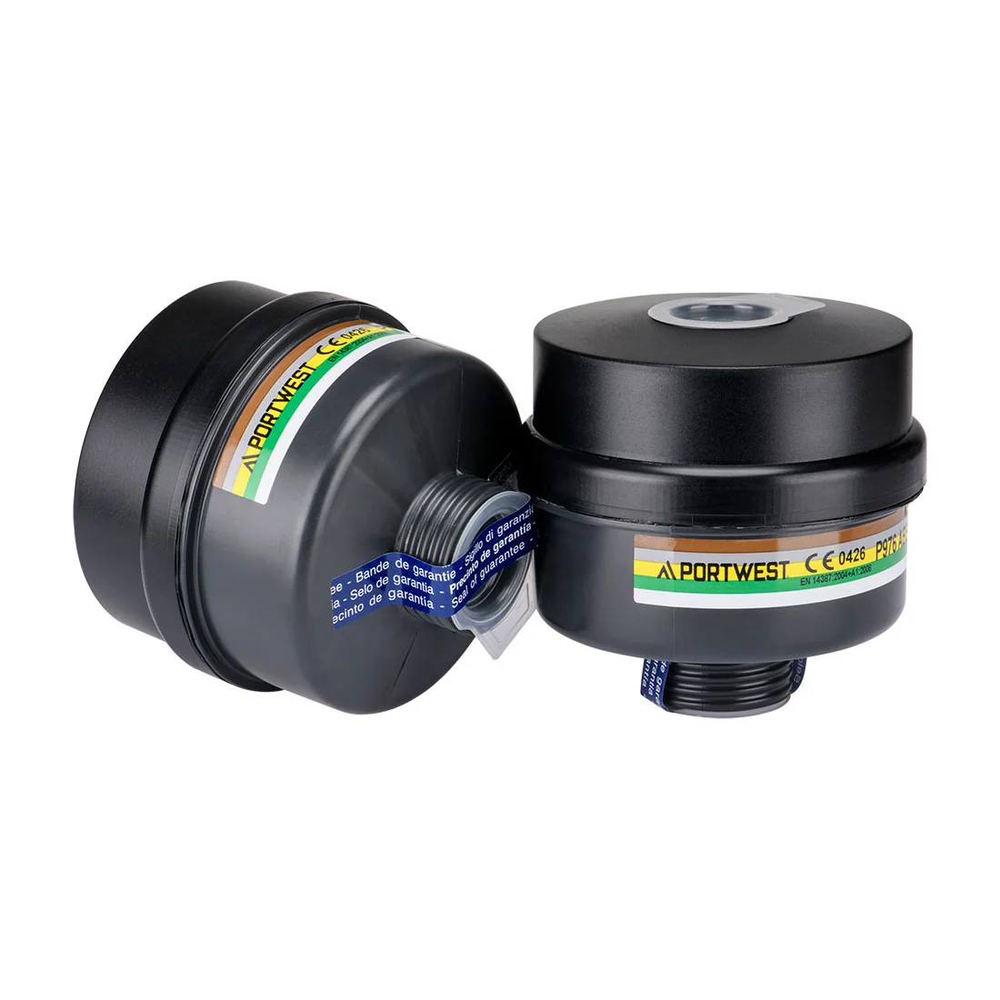 PORTWEST P976 ABEK2P3 Combinatie Filter met Universele Schroefdraadsluiting (pk4) Zwart