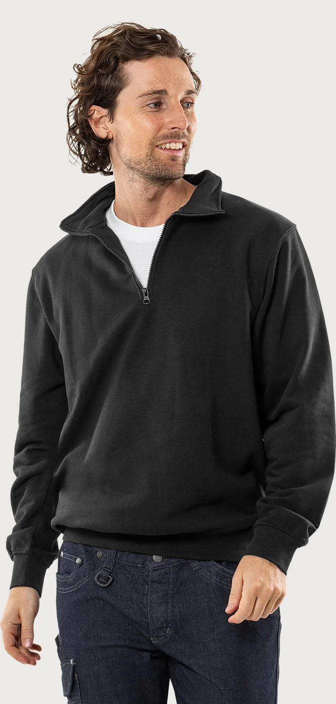 Fristads Sweatshirt met korte ritssluiting 1737 SWB Zwart