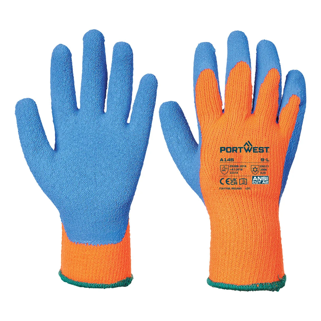 PORTWEST A145 Cold Grip Handschoen Oranje/blauw