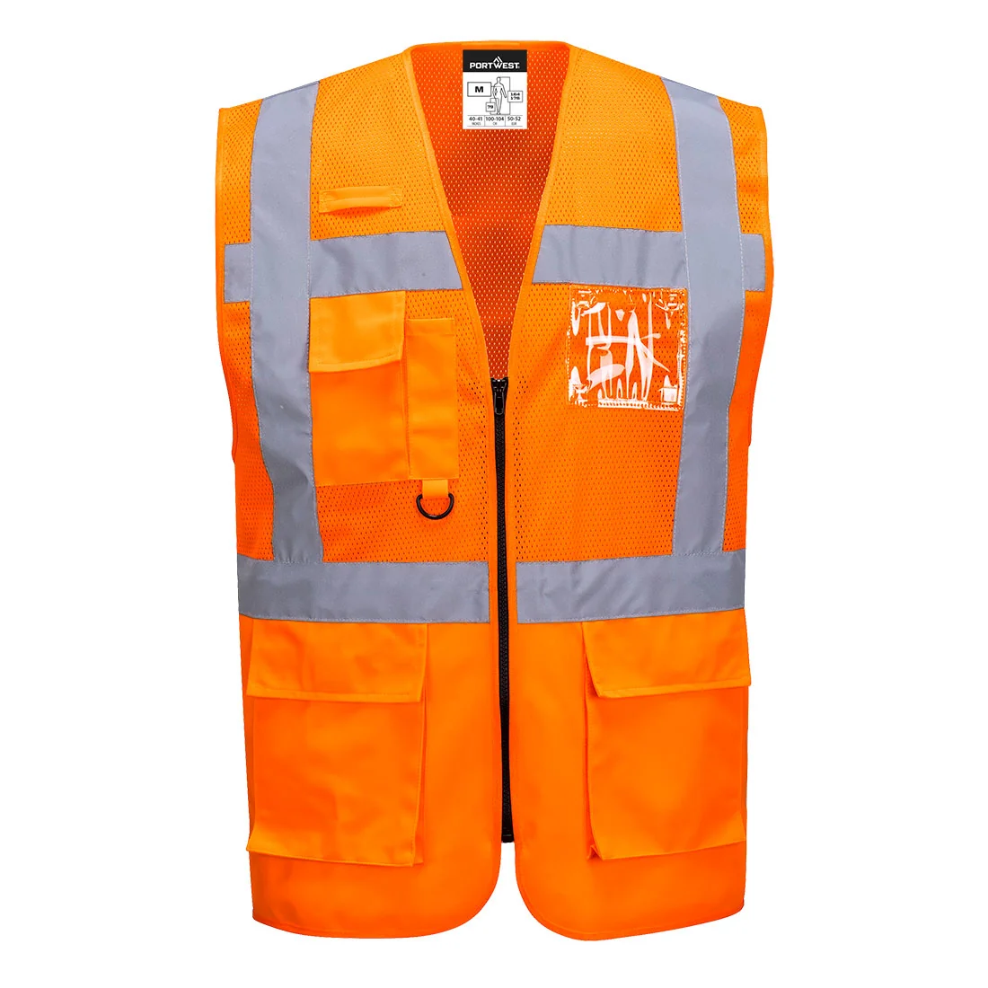 PORTWEST C496 Madrid Hi-Vis Half Mesh Executive Vest Oranje