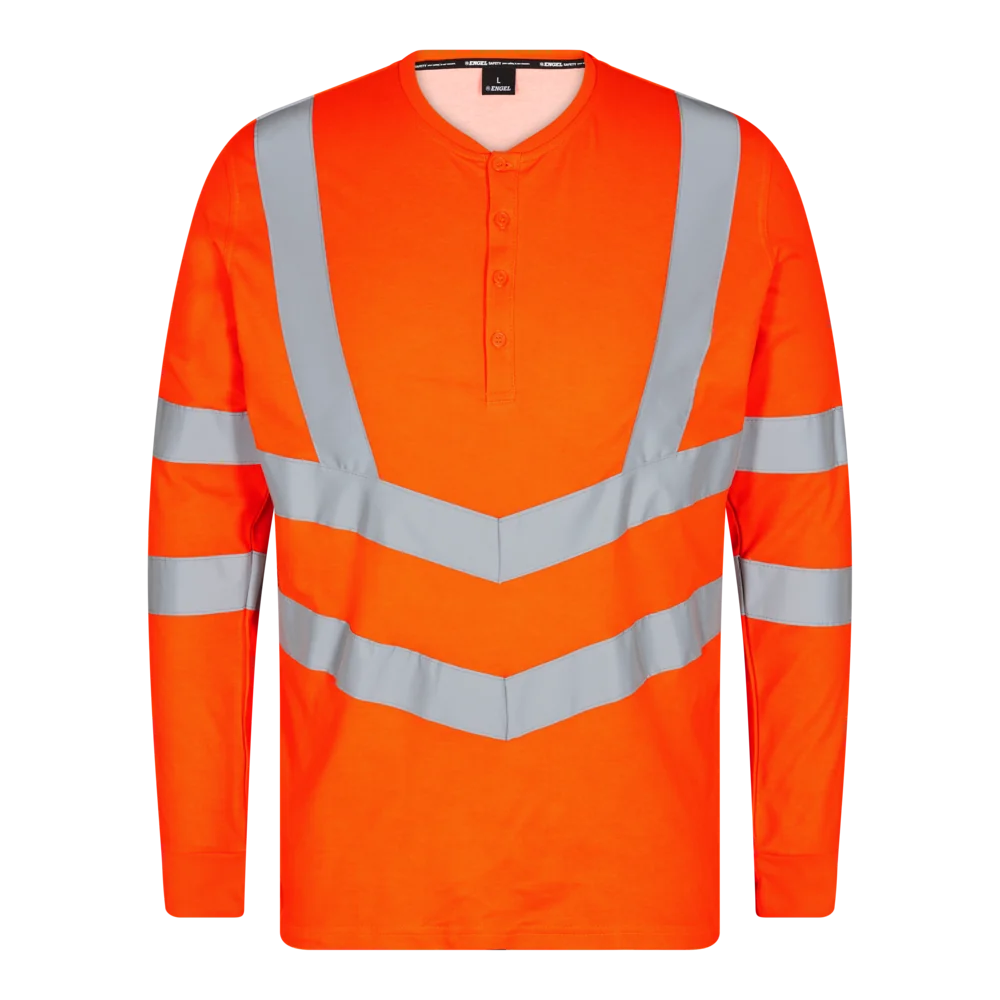 SAFETY Grandad T-shirt met lange mouwen Hi-vis Orange