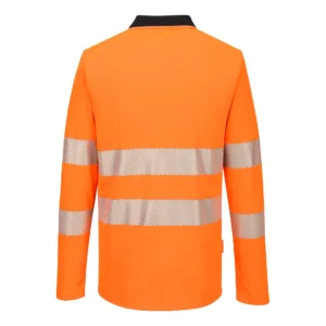 DX419 DX4 Hi-Vis polo lange mouw met rits aanzicht 2